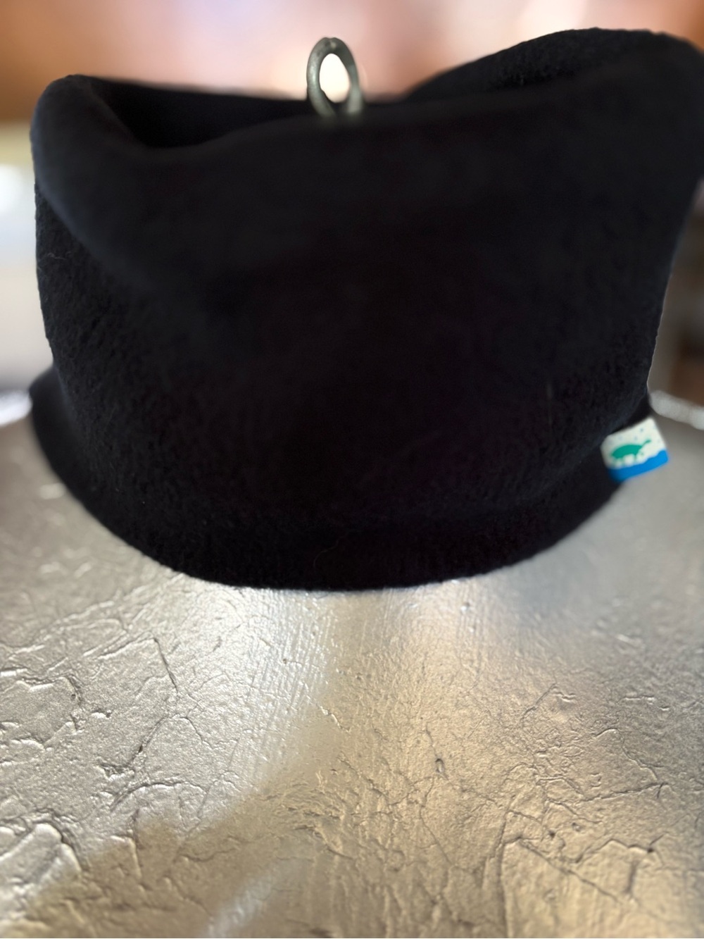 Black Fleece Face Mask with Subtle Tag Detail